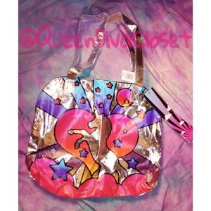 Hot topic silver pink purple unicorn tote bag
